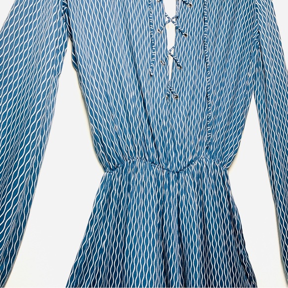 Faithful the Brand Lace Up Open Back Bell Sleeve Short Romper - Picture 7 of 8